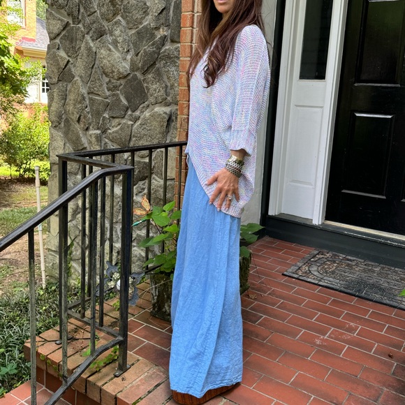 MADE IN ITALY LINEN PALAZZO PANTS - Picture 4 of 4